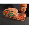 Image 2 : 2 SALISH HAND CARVED MASKS, AND 1 HAND CARVED TOTEM POLE, APPROX. 12'' H