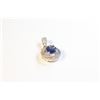 Image 2 : 14K GOLD SAPPHIRE (1.20CT) WITH 73 DIAMONDS PENDANT ACCENTED BY 73 SINGLE CUT DIAMONDS