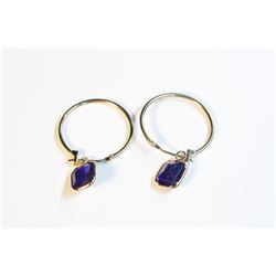 14K GOLD SAPPHIRE (3.50CT) HOOP EARRINGS ENHANCED SAPPHIRES APPRAISED AT $1,454.00