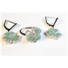 Image 2 : STERLING SILVER EMERALD (1.80CT) EARRINGS & RING SET ACCOMPANIED BY CUBIC ZIRCONIA