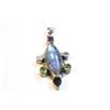 Image 2 : STERLING SILVER LABRADORITE & GEMSTONE PENDANT NECKLACE 1 MARQUISE SHAPED LABRADORITE W/ AMETHYST,