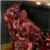 Image 2 : HAND CARVED CHINESE WOODEN DRAGON SCULPTURE WITH DISPLAY CASE, 28'' L X 21'' H