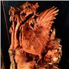 Image 6 : HARDWOOD TREE TRUNK ROOSTER AND CHICKEN FAMILY HAND CARVED SCULPTURE, WITH DISPLAY CASE,