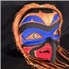 Image 2 : CARL SIMEON, HAND CARVED HAWK MASK WITH SHAVED CEDAR BARK, 14'' H X 15'' W