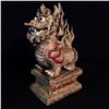 Image 2 : HANDCARVED CHINESE FU DOG SCULPTURE, 11'' H, AND SMALL BOX OF MISC. TRINKETS