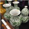 Image 2 : SET OF 5 QIANLONG STYLE GREEN DECORATED VASES