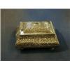 Image 1 : An Edwardian embossed silver cigarette box with hinged lid raised on 4 bun supports London 1898 b...
