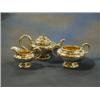 Image 1 : A William IV 3 piece silver tea service of melon form comprising teapot, twin handled sugar bowl...