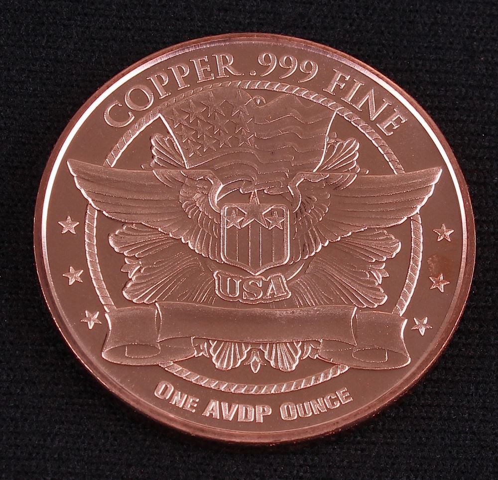 Walking Liberty 1 AVDP Oz. Fine Copper Commemorative Round