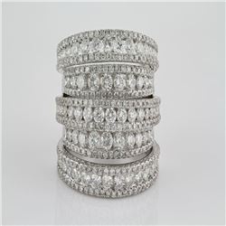 4.81ct Wedding Anniversary Micro Pave 5 Row Cluster Band 14Kt White Gold 18.64 gms 6.5