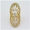 Image 1 : 1.35 ctw Pave' Diamond  Filigree Victorian Design Ring 14Kt Yellow Gold F, SI2-I1, 12.07 gms 6.5