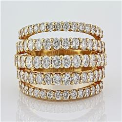 3.03ct Pave Diamond 14K Yellow Gold 5 Row Cluster Wedding Anniversary Ring - 7