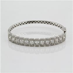 2.09 ctw  F, SI2-I1 Channel Pave Set Diamond Bangle Bracelet 14Kt White Gold 15.43 gms