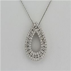 1.67 ctw  F, SI2-I1 Diamond Round Pear Shape Pendant Necklace  16" 14Kt White Gold