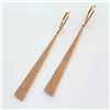 Image 1 : 0.95 ct F, SI2-I1 Pavé Diamonds Long-Triangle Geometric Dangle Drop Earrings 14Kt Rose Gold 6.03 gms