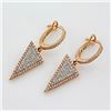 Image 1 : 0.52 ct F, SI2-I1 Pavé Diamonds Triangle Geometric Dangle Drop Earrings 14Kt Rose Gold 3.35 gms