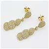 Image 1 : 1.00 ct F, SI2-I1 Prong Pavé Diamonds Pear Shape Chain Dangle  Earrings 14Kt  Yellow Gold 3.97 gms