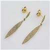 Image 1 : 0.58 ct F, SI2-I1 Pavé Diamonds Dagger Dangle Drop Earrings 14Kt  Yellow Gold 1.95 gms