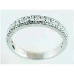 0.55ct Channel Pavé Diamond 14K White Gold Semi-Dome Wedding Band Ring Size 6.5