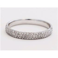 14K White Gold 0.58ct Pave Round Diamond Stackable Wedding Band Ring - Size 6.5