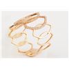 Image 2 : 14K Rose Gold 0.33ct Round G Diamond Overlapping Hollow Marquise Shape Ring - 7