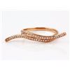 Image 1 : 0.25ct Pavé Round Diamonds 14K Rose Gold Overlap Curl Bar Motiff Ring - Size 6.5