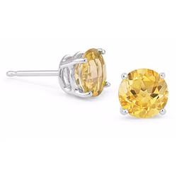 Citrine 5mm 0.80 tcw Classic Stud Earring 14K White or Yellow Gold