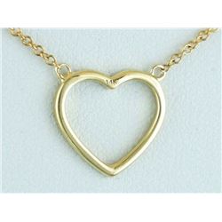 14K Yellow Gold 0.10ct Round Pave Diamonds Heart Pendant Necklace - 18"