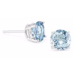 Aquamarine 5mm 0.90 tcw Classic Stud Earring 14K White or Yellow Gold