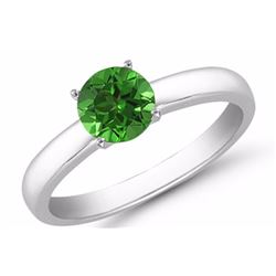 Emerald 1.26 ct 6.5mm Classic Solitaire Ring 14K White or Yellow Gold