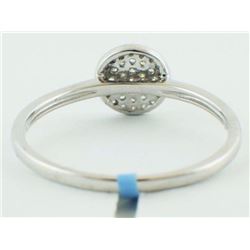 14K White Gold 0.12ct Micro Pave Diamond Round Plate Band Ring - Size 7