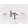 Image 1 : 0.04ct Pavé Diamonds in 14K White Gold Double Bar T Cuff Ring - Size 7