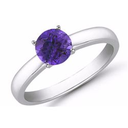 Tanzanite 6mm 0.70 ct Classic Solitaire Ring 14K White or Yellow Gold