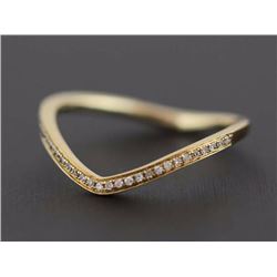 0.10ct Round Diamond Stackable 14K Yellow Gold Chevron Band Ring - Size 6.5