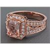 Image 1 : 2.18ct Emerald Cut Morganite with Diamonds in 14K Rose Gold Anniversary Ring - 7
