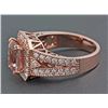 Image 2 : 2.18ct Emerald Cut Morganite with Diamonds in 14K Rose Gold Anniversary Ring - 7