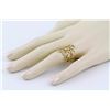 Image 2 : 0.29ct Pavé Diamonds 14K Yellow Gold Cluster Circles Motiff Ring - Size 7