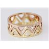 Image 2 : 14K Yellow & Rose Gold 0.40ct Pavé Diamonds Aztec Pyramid Band Ring Set - Size 7