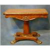 Image 1 : A William IV mahogany card table raised on column supports with triform base and paw feet 36" £40...