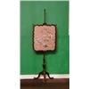 Image 1 : A fine quality Edwardian carved mahogany pole screen with Oriental silk work banner, raised on tu...