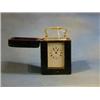 Image 1 : A 19th Century French 8 day striking carriage clock with enamelled dial and Roman numerals, conta...