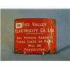 Image 1 : An X Valley enamel telegraph sign "X Valley Electric Company Ltd, Any Person Damaging These Signs...