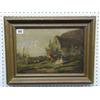 Image 1 : A fine quality 19th Century Continental oil painting on canvas "Chickens by a Barn" 9" x 13" (som...