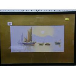 J Maurice Hosking, watercolour drawing "Early Morning Mist" 8" x 15" £40-60...