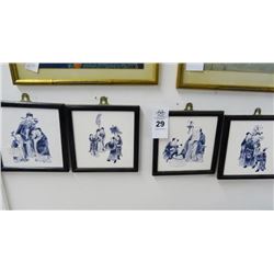 4 Painted Framed Tile Art - 4 Times the Money