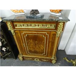 Marble Top Gold Accented Cabinet