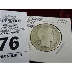 1911 Silver Barber Half Dollar