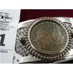 Genuine 1887 Silver Morgan Dollar In A Belt Buckle