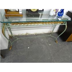 Metal Bass Beveled Glass Top Hall Table