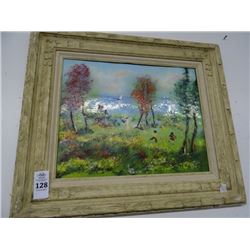 Framed Art Acrylic On Metal "Playing In Meadow"